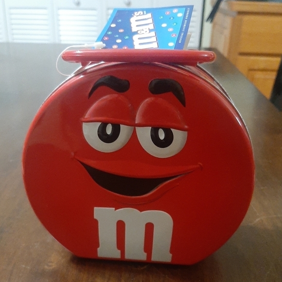 M&M Red Mini Tin Lunchbox With Handle NEW - Picture 11 of 11